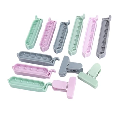 ZUNOXAZ 12 Stück Teiliges Verschlussclips für Lebensmittelbeutel aus Langlebigem PP Starke Griffkraft für Snack Papier Plastiktüten Einfach zu Bedienen Hält Speisen Zufällige Farbe von ZUNOXAZ