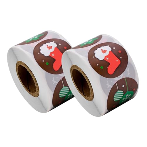 ZUNOXAZ 2 Rollen Selbstklebende Weihnachtsaufkleber für und Karten Dekorative Sticker mit Lebhaften Motiven Diy Bastelarbeiten und Weihnachtsfeiern von ZUNOXAZ