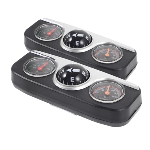 ZUNOXAZ 2 Stück Auto Kompass mit Thermometer und Hygrometer Präziser Dashboard Kompass für Fahrzeug Innenraum Elegante Ausstattung Einfache Installation Zuverlässige Navigation und von ZUNOXAZ