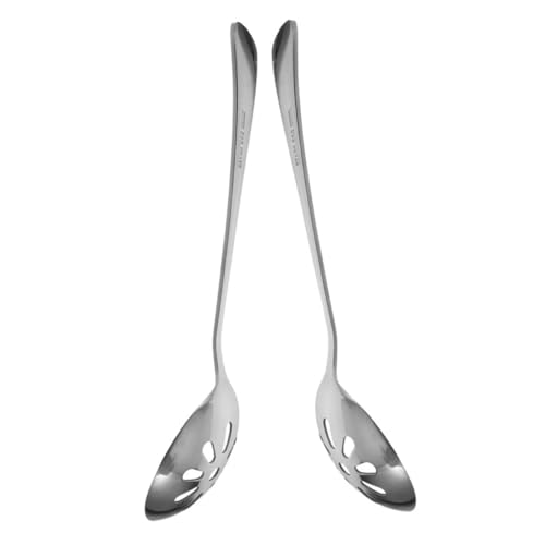 ZUNOXAZ 2 Stück Edelstahllöffel Schlitz Servierlöffel Abendessen Schlitz Utensilien Kleiner Schlitzlöffel Schlitzlöffel Kleine Schlitzlöffel Haushalts Servierlöffel Runder von ZUNOXAZ