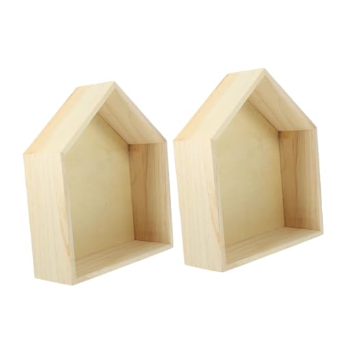 ZUNOXAZ 2stücke Holz Wandregal in Hausform Schwebendes Regal Für Wohnzimmer Oder Schlafzimmer Platzsparendes Regal Für Dekoration Und Aufbewahrung von ZUNOXAZ