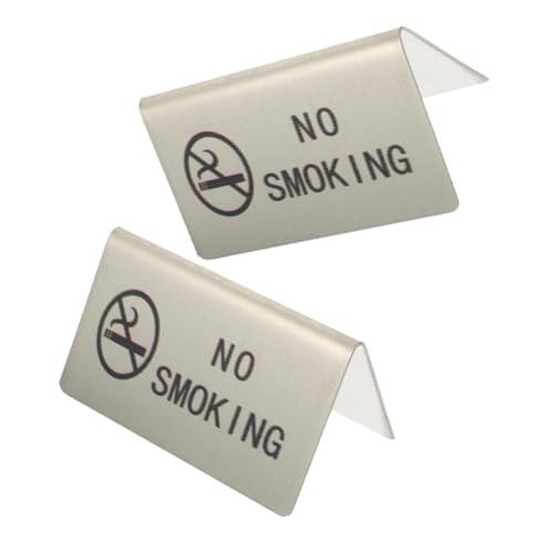 ZUNOXAZ 2 Stück No Smoking Schild Edelstahl Tischaufsteller Langlebig Stabiles Rauchverbotsschild für Zuhause Büro Gemeinsame Räume Sichtbar von ZUNOXAZ