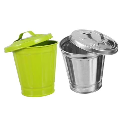 ZUNOXAZ 2 Stück Praktischer Mini Tischmülleimer aus Robustem Metall Kompakter Desktop Abfalleimer für Büro Küche Schlafzimmer Tragbarer Organizer für Schreibtisch und Wohnbereiche von ZUNOXAZ