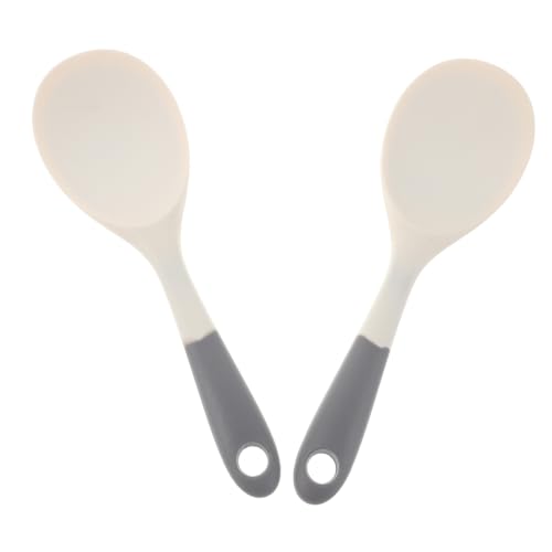ZUNOXAZ 2 Stück Teiliges Silikon Reislöffel Hitzebeständig Antihaftbeschichtet Ergonomischer Griff für Komfortables Servieren und Kochen für Reis und Klebrige Speisen Einfache Reinigung von ZUNOXAZ