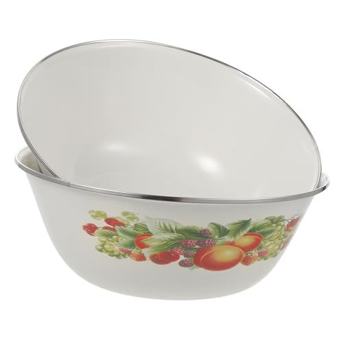 ZUNOXAZ 2 Stück Teiliges Vintage Emaille Schüssel Chinesische Suppenschalen mit Großem Öffnungsdesign Spülmaschinenfreundlich Vielseitig für Suppe Reis Obst Geeignet für Zuhause und von ZUNOXAZ