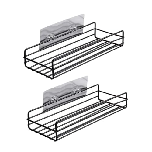 ZUNOXAZ 2 Stück Teiliges Wandregal aus Metall Rostfrei Belüftet Platzsparend Schwarzes Badezimmer Ablage Regal Praktische Wandhalterung zur Aufbewahrung von Bad Wohnaccessoires Einfache von ZUNOXAZ