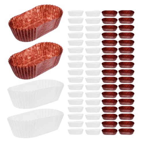 ZUNOXAZ 2000 Stück Papier Muffinliner Braun Weiß Rechteckige Cupcake Förmchen mit Verstärktem Boden Vielseitig für Kuchen Brownies Gebäck Hitzebeständig Stabile Backpapier Cups für Backen von ZUNOXAZ