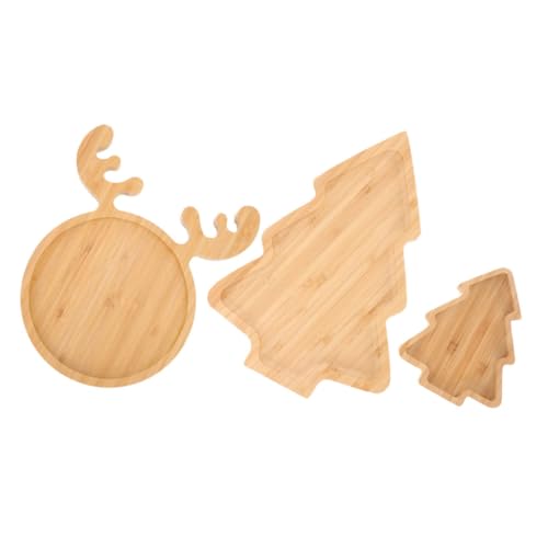 ZUNOXAZ 3 Stück Weihnachtliches Teiliges Tablett mit Baum und Rehdesign Nachhaltige Snack und Vorspeisenplatten für Familienfeiern Partys Restaurants und Festliche Anlässe von ZUNOXAZ