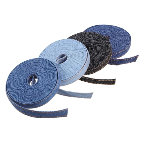ZUNOXAZ 4 Rollen Denim Webband für DIY Nähen Langlebiges Farbverlaufsfarbenes Jeansband zum Basteln Geschenkverpackung Schleifenherstellung Vielseitiges Nähzubehör für Kleidung und ZUNOXAZ 4 Rollen Denim Webband für DIY Nähen Langlebiges Farbverlaufsfarbenes Jeansband zum Basteln Geschenkverpackung Schleifenherstellung Vielseitiges Nähzubehör für Kleidung und von ZUNOXAZ