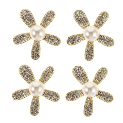 ZUNOXAZ 4 Stück Goldene Blumen-schrankknöpfe mit Funkelndem Strass Dekorative Metallgriffe für Küchenschränke und Kleiderschränke Ergonomisch Geformt Einfach zu Montieren Einzelnes Loch von ZUNOXAZ