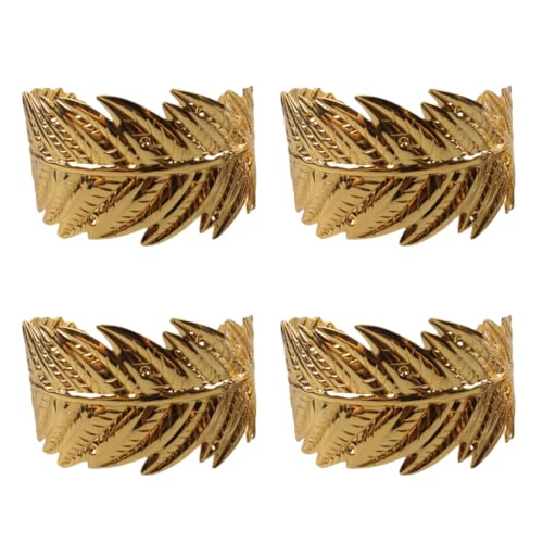 ZUNOXAZ 4 Stück Serviettenringe Metall Gold Blattform Stilvolle Serviettenhalter Tischdekoration für Party Familienfeier Hochzeit Festliche Anlässe von ZUNOXAZ