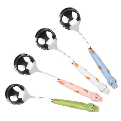 ZUNOXAZ 4 Stück Teiliges Dessertlöffel Niedlichem Keramikgriff aus Edelstahl Vielseitig für Eis Kuchen Obst Langlebig und Spülmaschinenfest in Weiß Blau und Grün für Haushalt ZUNOXAZ 4 Stück Teiliges Dessertlöffel Niedlichem Keramikgriff aus Edelstahl Vielseitig für Eis Kuchen Obst Langlebig und Spülmaschinenfest in Weiß Blau und Grün für Haushalt von ZUNOXAZ