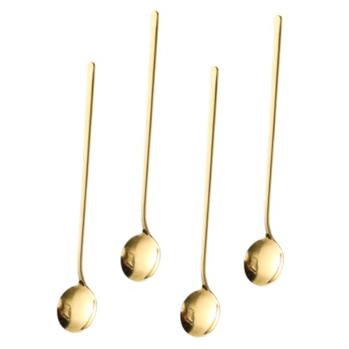 ZUNOXAZ 4 Stück Teiliges Edelstahl Dessertlöffel Goldfarbene Kleine Eis Honiglöffel mit Langem Stiel Leicht Tragbar Vielseitig für Kaffee Tee Zucker Pudding und Festliche Anlässe ZUNOXAZ 4 Stück Teiliges Edelstahl Dessertlöffel Goldfarbene Kleine Eis Honiglöffel mit Langem Stiel Leicht Tragbar Vielseitig für Kaffee Tee Zucker Pudding und Festliche Anlässe von ZUNOXAZ