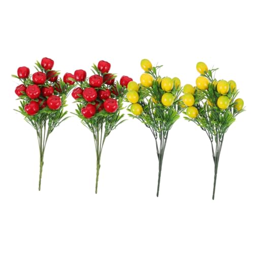 ZUNOXAZ 4 Stück Teiliges Künstliche Apfel Zitronenzweige Langlebige Realistische Deko für Vasen Blumenarrangements Partydeko Vielseitig Verwendbar für Zuhause Hochzeit Garten von ZUNOXAZ