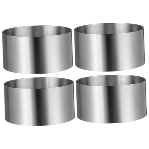 ZUNOXAZ 4 Stück Teiliges Runde Edelstahl Mousse Cutter Backformen Antihaftbeschichtet Leicht zu Reinigen Sicher für Kuchen Gebäck Obst und Desserts Geeignet für Küche Bäckerei Restaurant von ZUNOXAZ