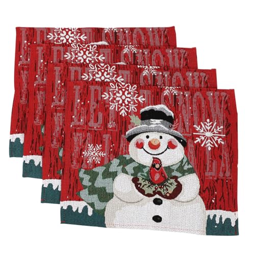 ZUNOXAZ 4 Stück Teiliges Weihnachts Platzset mit Schneemann Stickerei Baumwoll Leinen Tischmatten Kratzfestes Dekoratives Tischset für Restaurant und Zuhause Festliche Tischdekoration ZUNOXAZ 4 Stück Teiliges Weihnachts Platzset mit Schneemann Stickerei Baumwoll Leinen Tischmatten Kratzfestes Dekoratives Tischset für Restaurant und Zuhause Festliche Tischdekoration von ZUNOXAZ