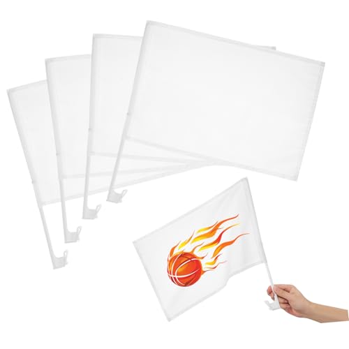 ZUNOXAZ 4 Stück Teiliges Weiße Handgehaltene Blanko Signalflaggen mit Griff für DIY Individuell Gestaltbare Auto und Sportfahnen für Feierlichkeiten und Outdoor Events von ZUNOXAZ
