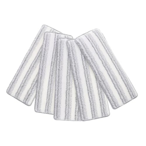 ZUNOXAZ 5 Stück Mikrofaser Bodenwischer Ersatzpads Waschbare Wiederverwendbare Wischmopp Nachfüllpads mit Streifen Design Hochsaugfähig Flachkopf Kompatibel Langlebig für und Trocken und von ZUNOXAZ
