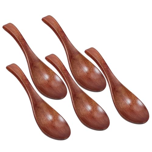 ZUNOXAZ 5 Stück Teiliges Holzlöffel mit Langem Griff Japanischer Stil Multifunktional für Suppe Reis und Ramen Robustes Holz Spülmaschinengeeignet Design für Küche und Tisch von ZUNOXAZ