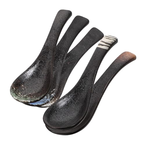 ZUNOXAZ 5 Stück Teiliges Keramik Japanischer Stil Spülmaschinenfest Elegante Ramen Löffel für Zuhause und Gastronomiebranche Vielseitig Einsetzbar Klassisch und Modern von ZUNOXAZ