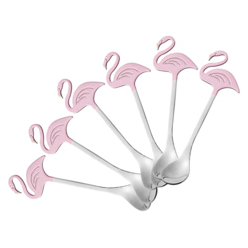 ZUNOXAZ 6stücke Teiliges Flamingo-löffel Aus Edelstahl Multifunktionale Dessert Und Kaffeelöffel Für Partys Cafés Und Täglichen Gebrauch von ZUNOXAZ