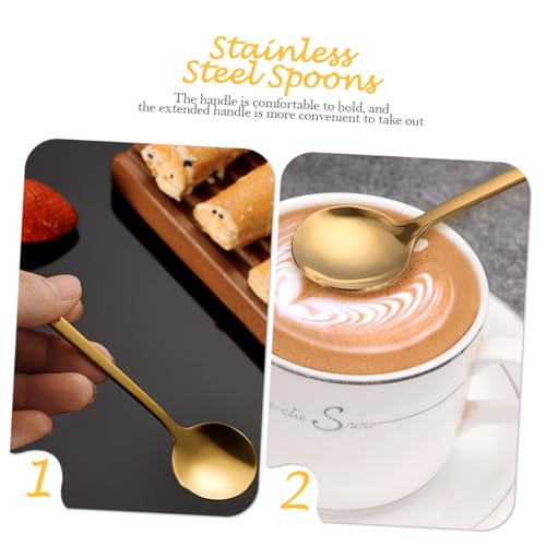 ZUNOXAZ 6 Stück Teiliges Edelstahl Haushaltslöffel mit Langem Griff Runde Löffel für Kaffee Eiscreme und Desserts Spülmaschinenfest Komfortabel und Leicht zu Reinigen von ZUNOXAZ