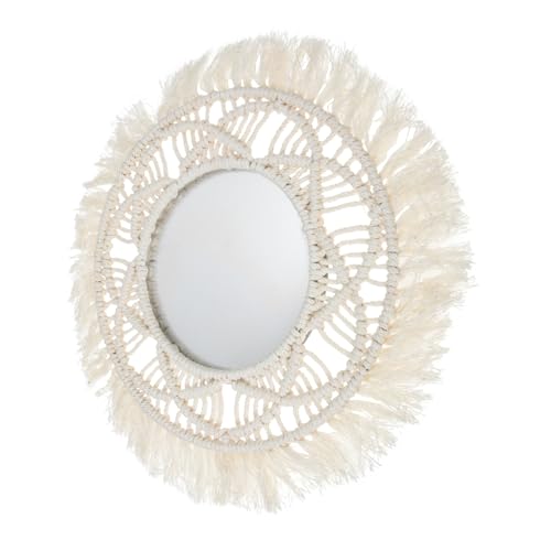 ZUNOXAZ Boho Wandspiegel mit Gewebtem Wandteppichrahmen Klarer Spiegel ohne Verzerrung Multifunktionale Wanddekoration für Bad Schlafzimmer Wohnzimmer und Ankleidezimmer von ZUNOXAZ
