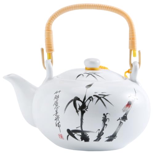 ZUNOXAZ Chinesischer Retro Keramik Teekessel Kleines Weißes Porzellan Kännchen im Klassischen Stil Handliche Teekanne für Zuhause und Teezeremonie Stilvoll und Platzsparend von ZUNOXAZ