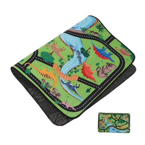 ZUNOXAZ Dinosaurier Spielmatte für Faltbare rutschfeste Teppichdecke mit Verkehrsdesign für Spielzimmer und Schlafzimmer Leicht zu Reinigen Lernen von ZUNOXAZ