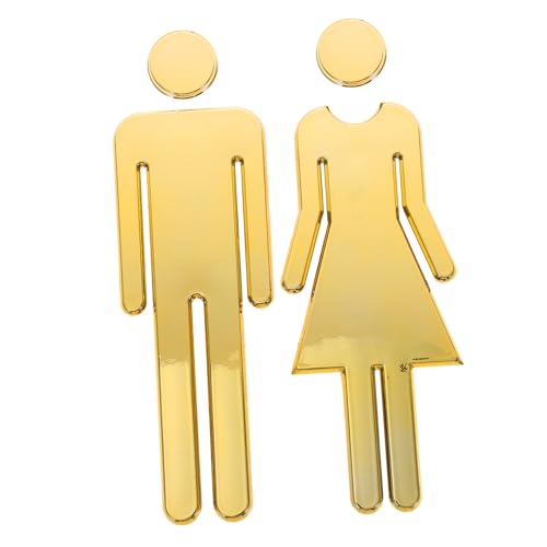 ZUNOXAZ Edelstahl Wc Schild Damen Herren Badezimmer Türschild Minimalistisches Design Selbstklebend oder Schraubbar für Geschäft und Zuhause Modernes Badzeichen in Gold von ZUNOXAZ