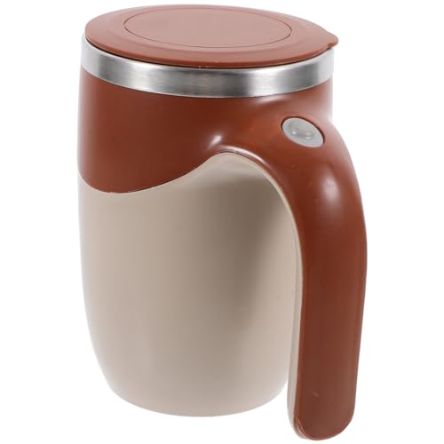 ZUNOXAZ Elektrischer Selbstrührbecher aus Edelstahl Automatischer Kaffee Milchmischbecher Kabelloser Trinkbecher für Büro Zuhause und Unterwegs Leichte Reinigung Mit Deckel Braun von ZUNOXAZ