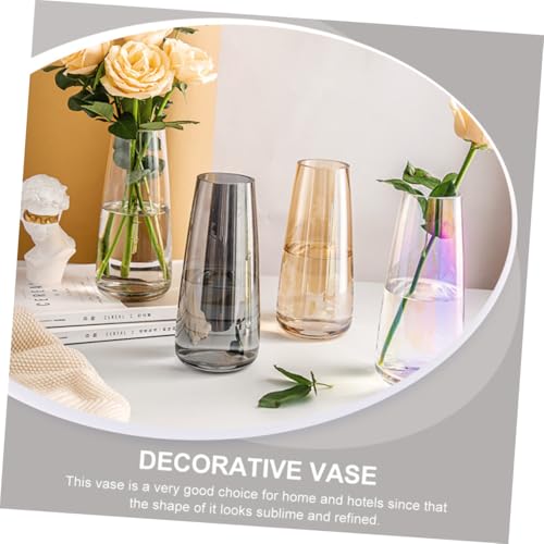 ZUNOXAZ Elektroplattierte Glasvase in Rauchgrau Dekorative Blumenvase für Hydroponik Modernes Design mit Glatten Linien Vielseitige Deko für Wohnzimmer Büro und Tischarrangements von ZUNOXAZ