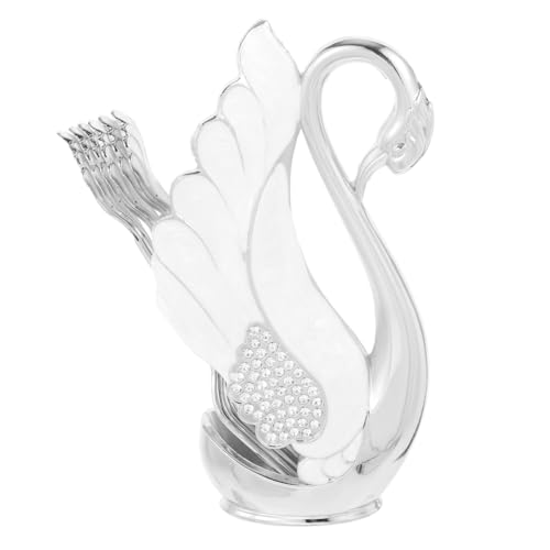 ZUNOXAZ Europäischer Schwan Metall Obstgabel mit Silbernem Dekorativem Ständer aus Spülmaschinenfest Geeignet für Dessert Kuchen und Salat von ZUNOXAZ