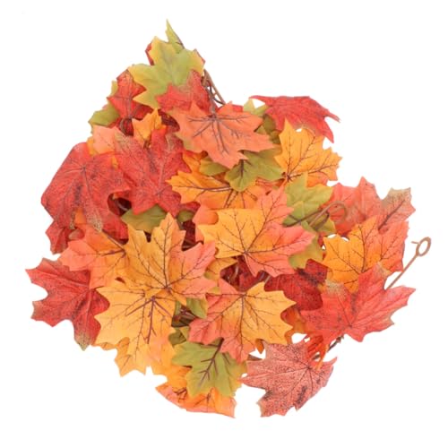 ZUNOXAZ Halloween und Thanksgiving Dekorations Ahornblätter Girlande Künstliche Simulation Maple Leaf Pendant Herbstliche Rattan Hängeranke Dekorativ für Party und Festtagsdeko von ZUNOXAZ