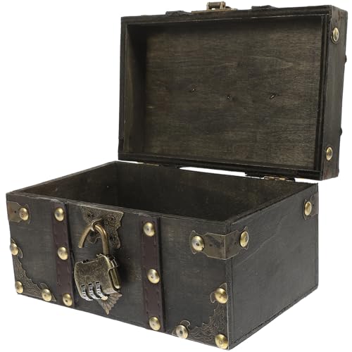ZUNOXAZ Holz Schmuckkasten mit Schloss Retro Aufbewahrungsbox für Ohrringe Halsketten Schmuck Organizer Kleine Graue Holzschatulle für Reise und Alltag von ZUNOXAZ