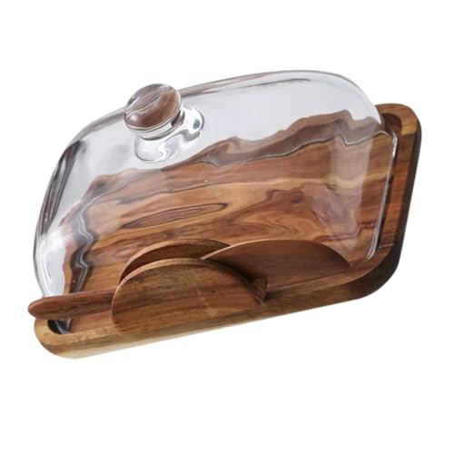 ZUNOXAZ Holzbehälter mit klarem Glasdeckel luftdichter Butter Käsebehälter Vielseitige Aufbewahrung für Snacks und Desserts Rustikales Design für Küche und Party von ZUNOXAZ