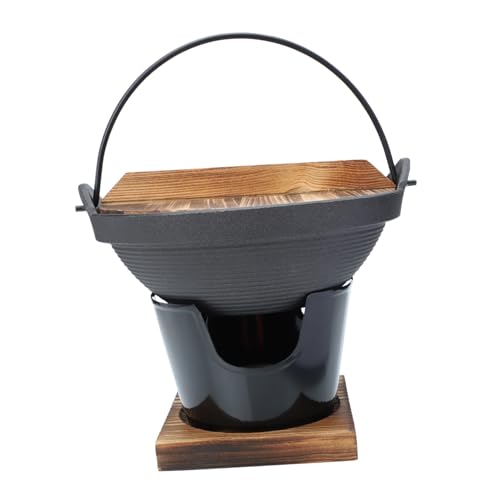 ZUNOXAZ Japanischer Gusseisen Sukiyaki Topf mit Dreieck Campingherd Hitzebeständig Traditioneller Japanischer Hot Pot für Camping und Fondue Kompakte für Einzelportionen von ZUNOXAZ