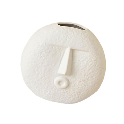 ZUNOXAZ Keramikvase Abstraktes Gesicht Design Kreativer Blumentopf für Tischdeko Weiße Desktop-Ornament Skulptur Moderne Kunstdekoration für Wohnzimmer und Büro von ZUNOXAZ