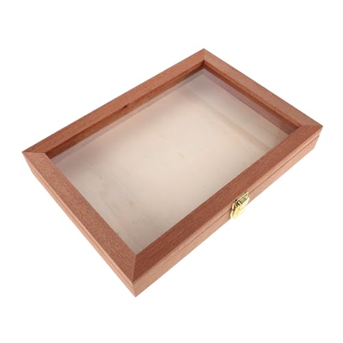 ZUNOXAZ Kleine Vitrine Mit Durchsichtigem Holzrahmen Für Exemplare. Rustikale Vitrine Aus Holz Für Schmetterlinge Und Getrocknete Blumen. Transparenter Deckel Für Einfachen Zugriff. von ZUNOXAZ