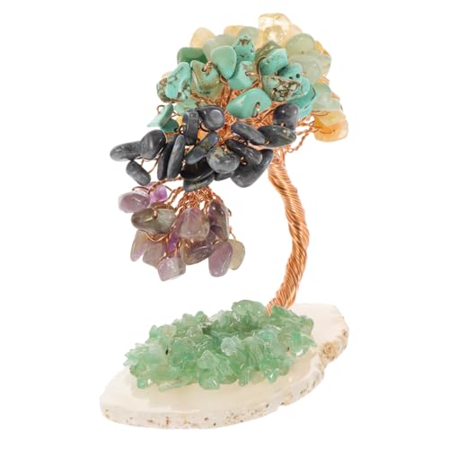 ZUNOXAZ Kristall Geldbaum Deko mit Halbedelsteinen und Trommelsteinen Stabiles Desktop Wealth Tree Ornament Feng Shui Reichtumsbaum für Home Office und Wohnkultur von ZUNOXAZ