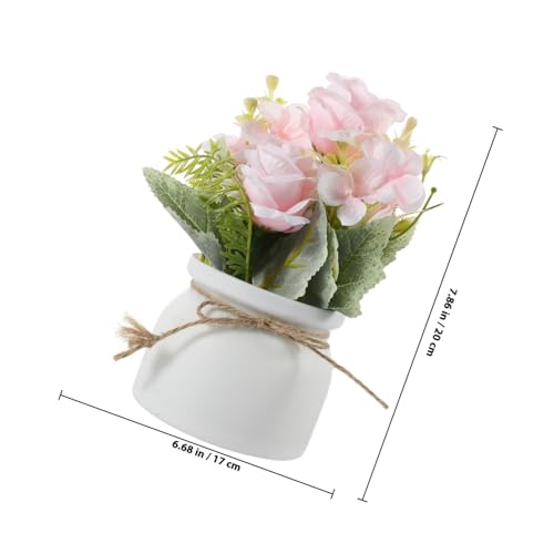 ZUNOXAZ Künstliche Rosen im Topf Realistische Tischdekoration mit Rosa Blumen Langlebige PE Stoffmaterialien Dekorative Bonsai Optik für Wohnzimmer Büro und Fensterbrett von ZUNOXAZ