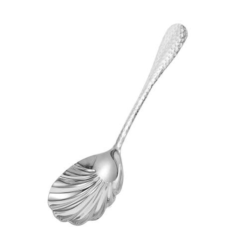 ZUNOXAZ Löffel Aus Edelstahl Geschirr Dessertlöffel Geschirr in Muschelform Rostfreie Stahllöffel Stilvoller Kaffeelöffel Großer Rührlöffel Mehrzweck-rührlöffel Rostfreier Stahl Silber von ZUNOXAZ