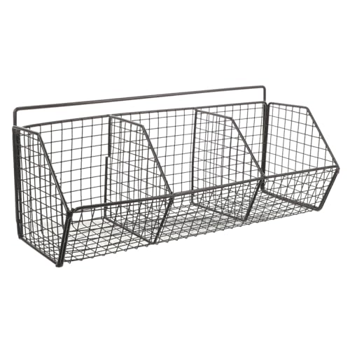 ZUNOXAZ Metall Küchen Wandregal mit Fächern Wandmontiertes Küchen Organizer Regal für Zwiebeln Ingwer Knoblauch Platzsparend Rostfrei Einfach zu Reinigen Schwarz von ZUNOXAZ