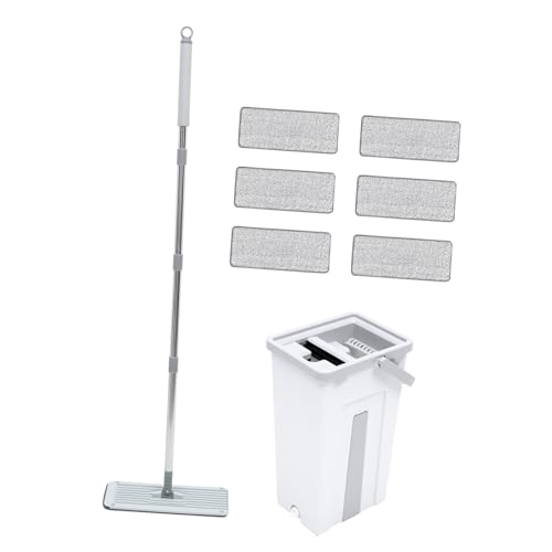 ZUNOXAZ Mikrofaser Wischmopp mit Drehbarer Auswringfunktion Integrierter Putzeimer mit Griff Wiederverwendbare Tücher Waschbarer Bodenmopp für Haushalt und Schnelle Reinigung von ZUNOXAZ