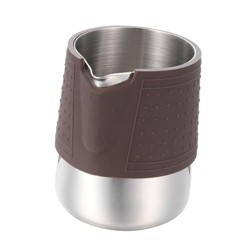 ZUNOXAZ Milchaufschäumer Kännchen aus Edelstahl mit Hitzebeständigem Silikonschutz Verbrennungs Milchfrother für Latte Art Cappuccino Zuhause Kaffeezubereitung von ZUNOXAZ