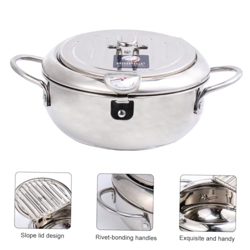 ZUNOXAZ Mini Edelstahl Fritteuse mit Thermometer und Ölfilterdeckel Tiefer Topf für Gas und Induktionsherde Gleichmäßige Hitzeverteilung Langlebiger Frittiertopf für Vielseitiges Kochen von ZUNOXAZ