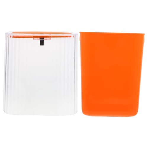 ZUNOXAZ Mini Mülleimer mit Deckel Kleiner Tischabfalleimer für Schreibtisch Schlafzimmer Büro Vielseitiger Desktop Kosmetikeimer Platzsparend und Benutzerfreundlich Lebhafter Orangeton von ZUNOXAZ
