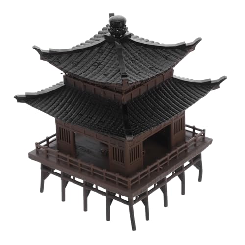 ZUNOXAZ Pagoden Gartenfigur Mini Pavillon Ornament aus Kunststoff Asiatischer Zen Stil Dekoration für Aquarium Micro Landschaftsmodell Antike Chinesische Architektur Wohn Bürodekor von ZUNOXAZ