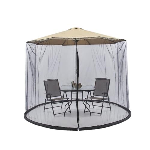 ZUNOXAZ Patio Sonnenschirm Abdeckung mit Reißverschluss Insektenschutz Moskitonetz Garten Terrassen Schirmnetz Schwarz Uv-schutz Atmungsaktiv Einfach zu Montieren von ZUNOXAZ