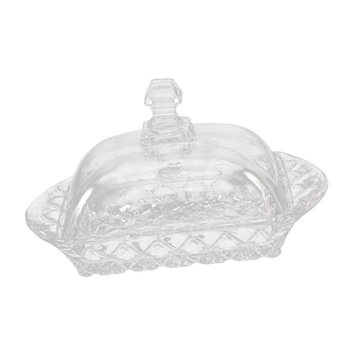 ZUNOXAZ Rechteckige Butterdose aus Glas mit Transparentem Deckel Wiederverwendbarer Käsebehälter zur Frischhaltung von Butter und Desserts Praktische Aufbewahrungsbox für Küche und von ZUNOXAZ